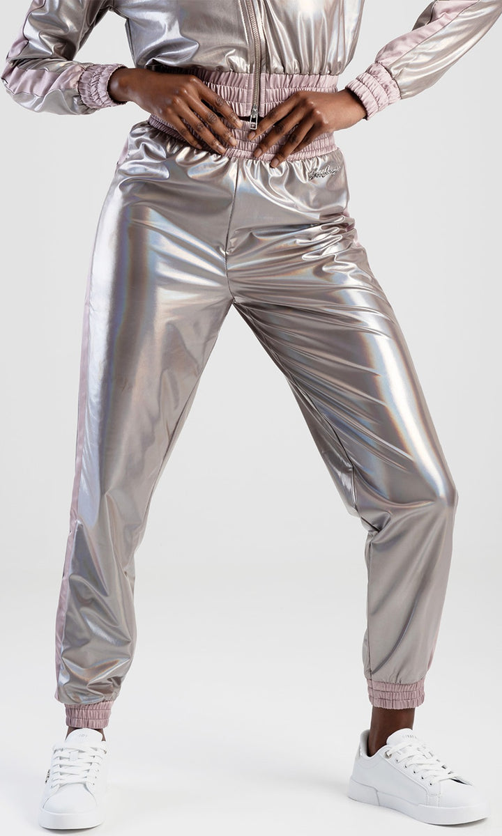 Tracksuit Pants With Satin Side Inset - Silver