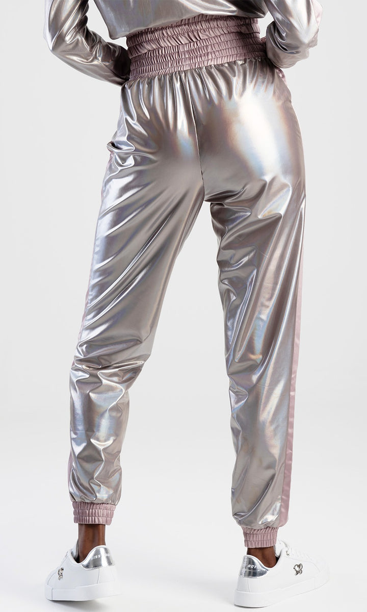 Tracksuit Pants With Satin Side Inset - Silver