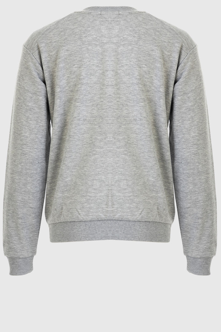 Sequin Logo Sweat Top With Shoulder Pads - Grey Melange