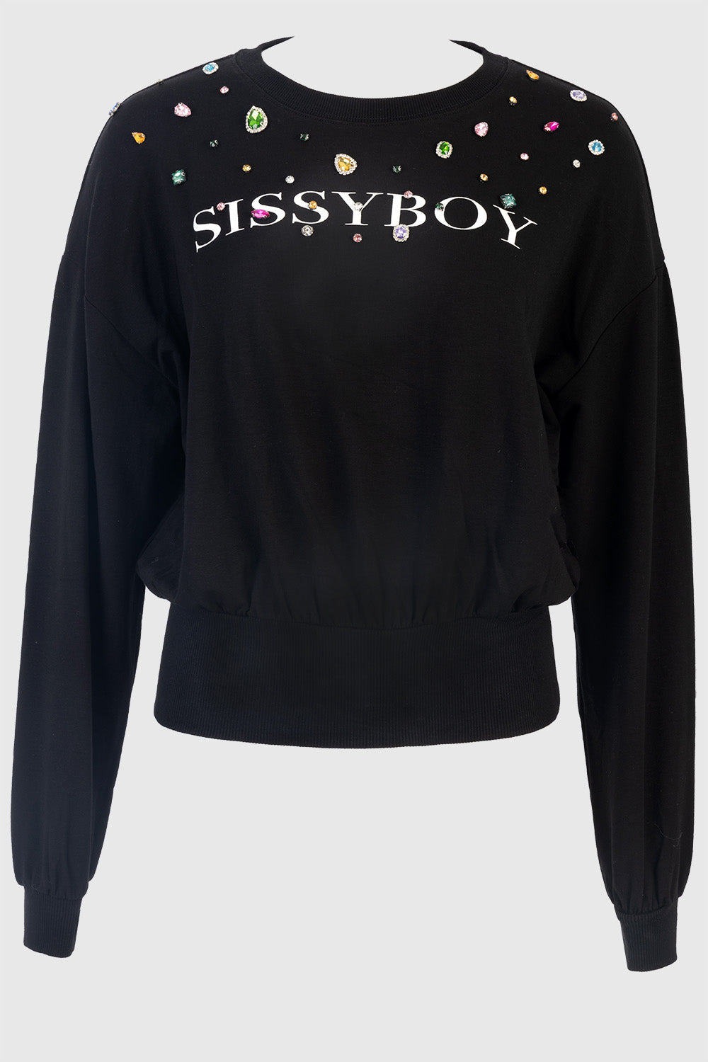 Logo Sweat Top With Colorful Bling - Black