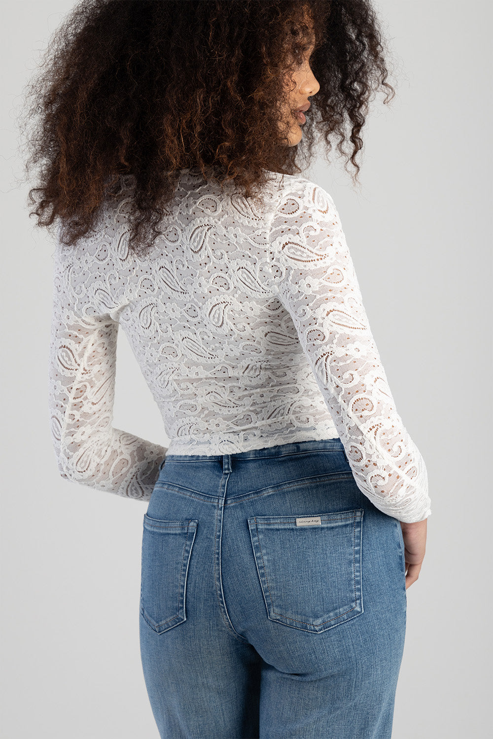 V-Neck Long Sleeve Top With Ruching - Off White