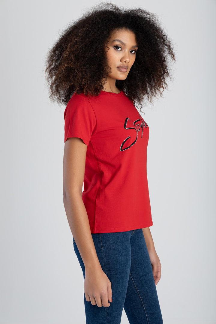 Regular Fit Multi-Technique Logo Top - Red