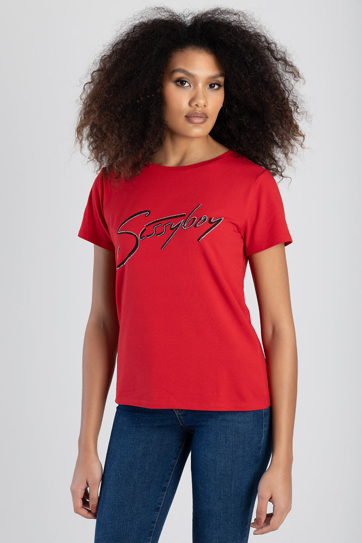 Regular Fit Multi-Technique Logo Top - Red