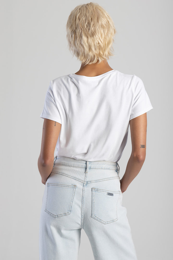 Multi-Technique Regular Fit Logo Top - White