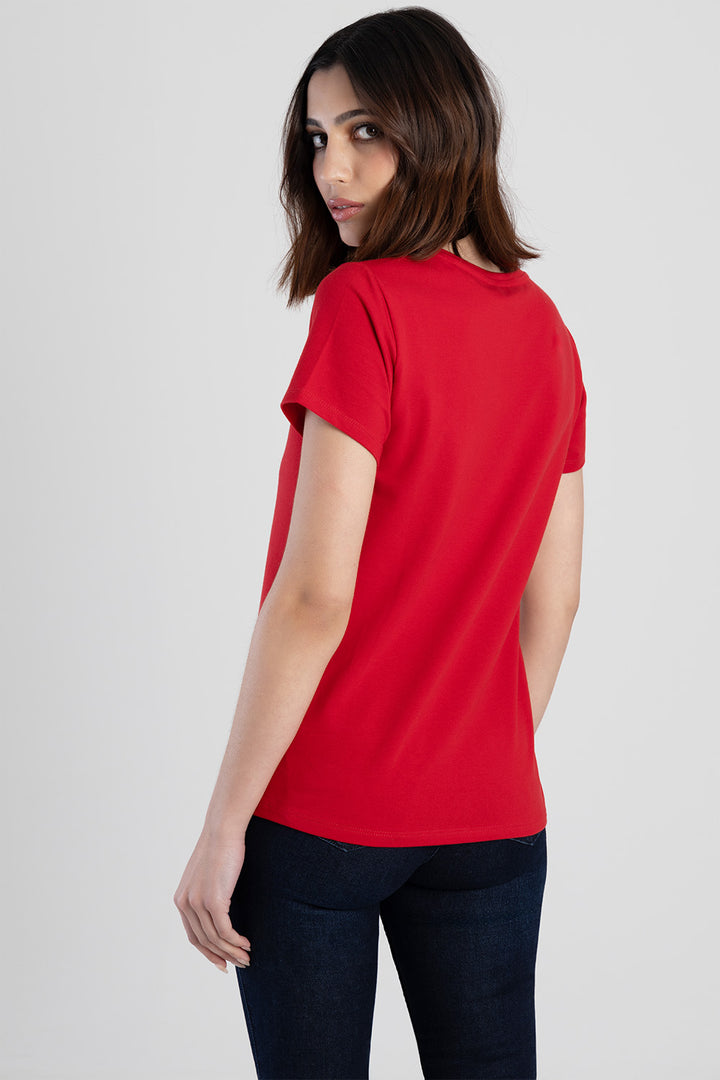 Regular Fit Multi-Technique Logo Top - Red