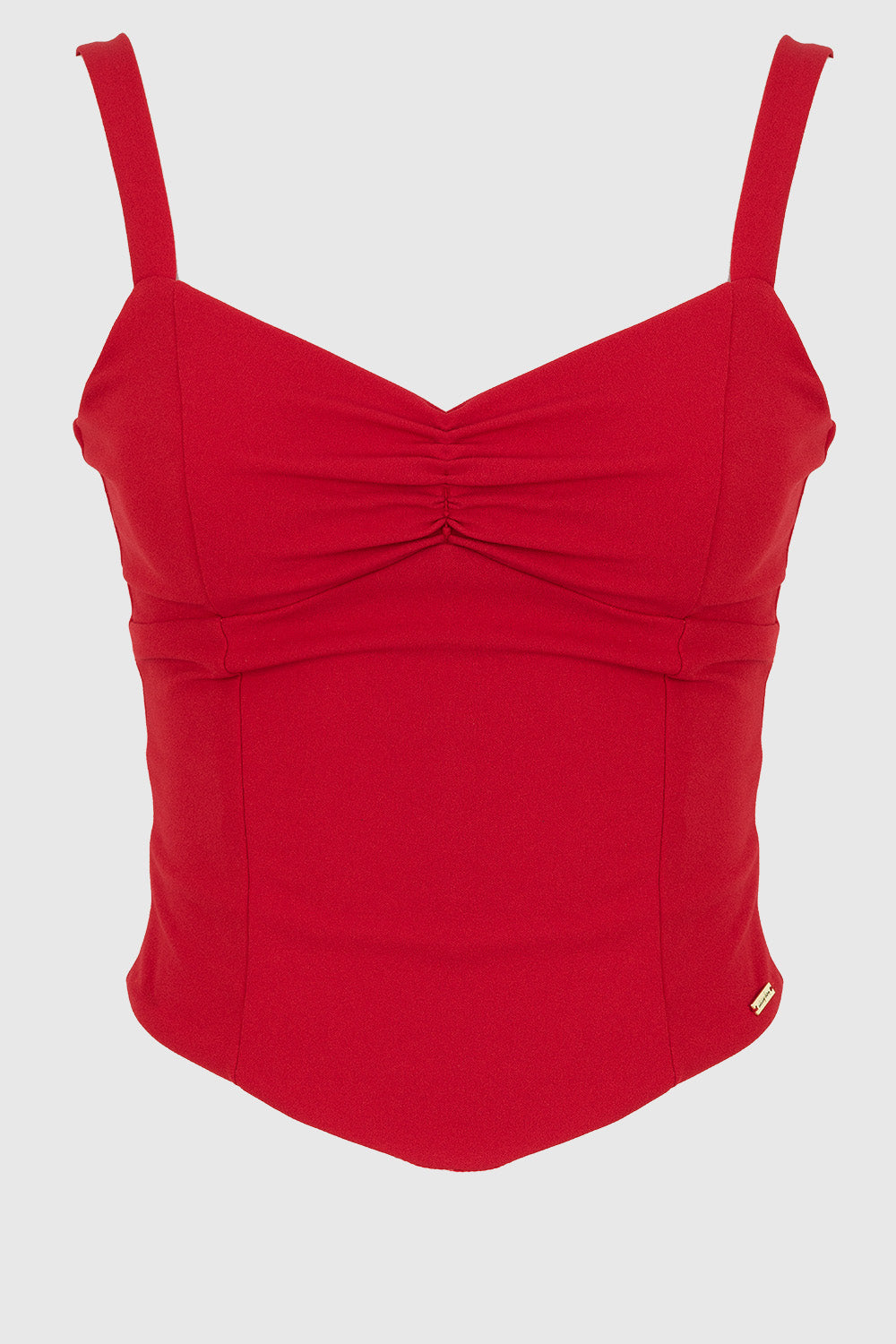 Over The Bust Ruched Corset Style Crop Top - Red