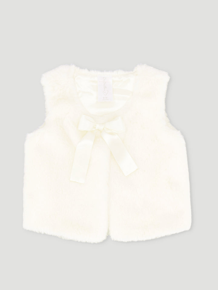 Baby Girls Fur Gillet Jacket - Cream