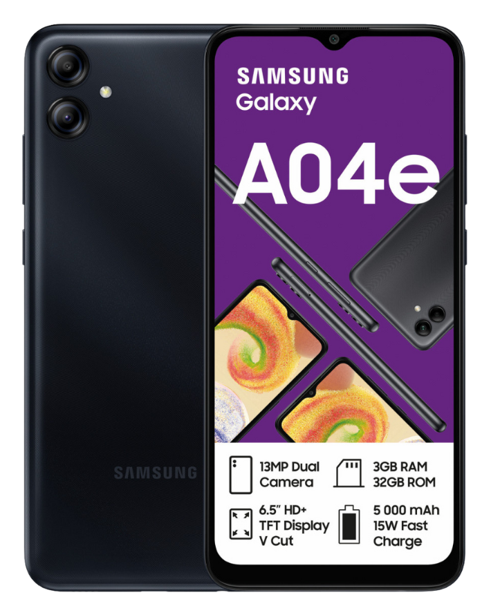 Galaxy A04E Dual Sim Black Cellphone + Simcard