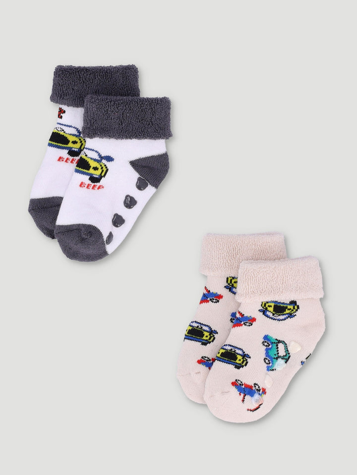 Baby Boys 2 Pack Towelling Socks - Grey