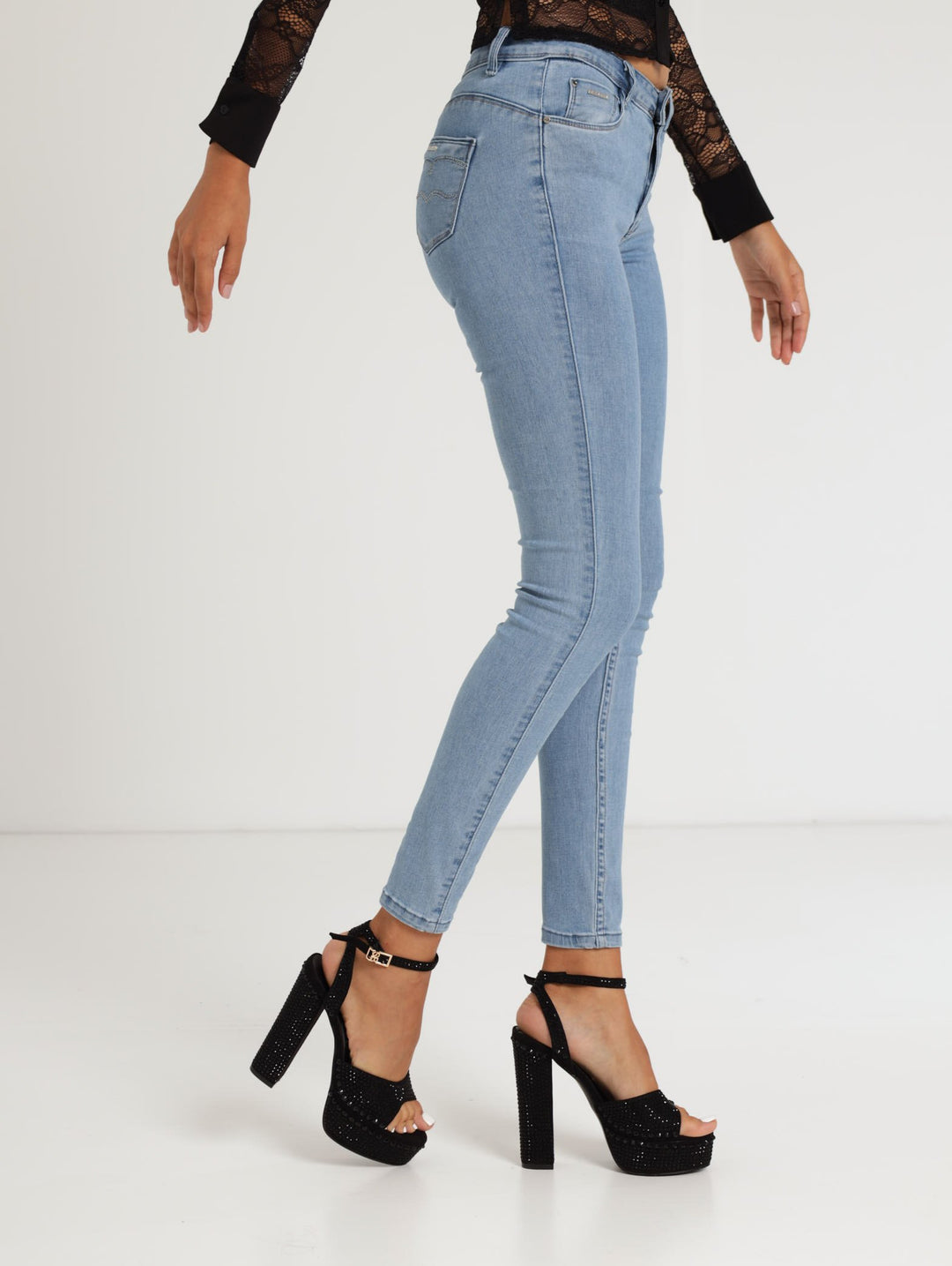 Ladies Summer Days: Axel Skinny Jean With Bling - Light Blue