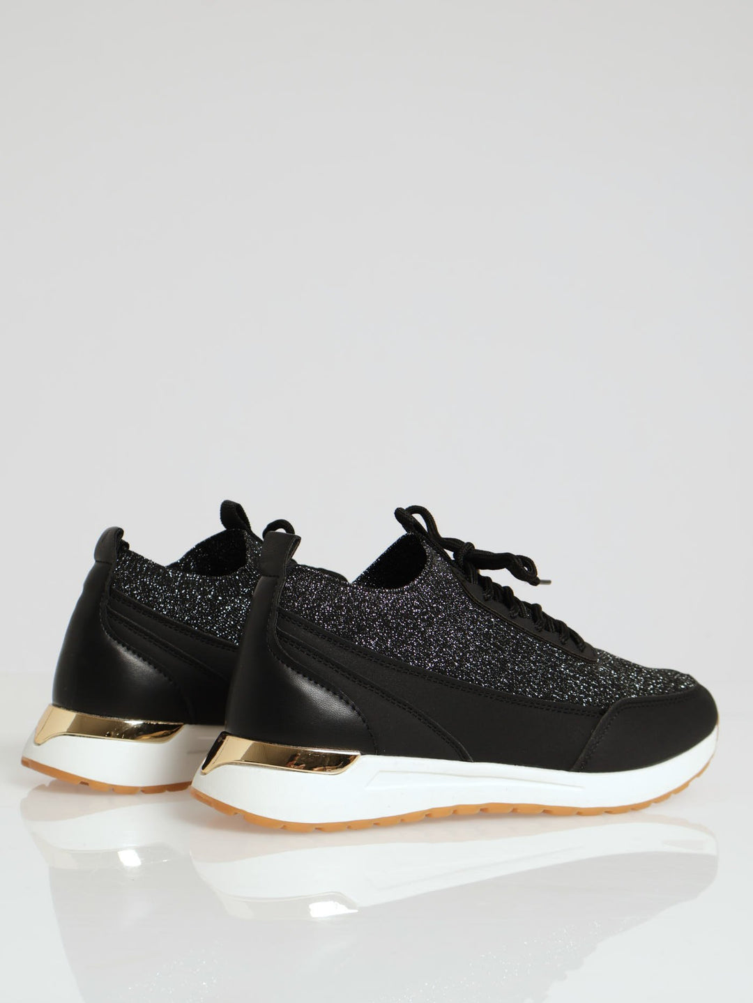 Lurex Fly Knit Lace Up Sneaker - Black