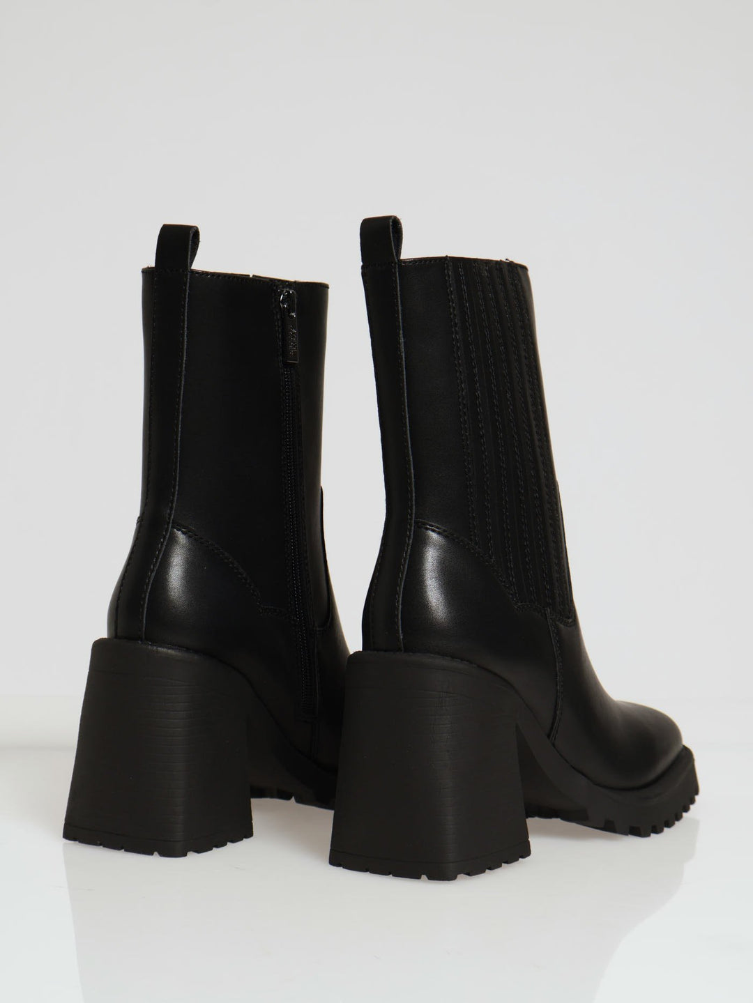 Upcycle Square Toe Action Leather Boots - Black