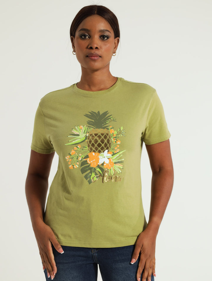 Aloha Pineapple Regular Tee - Sage