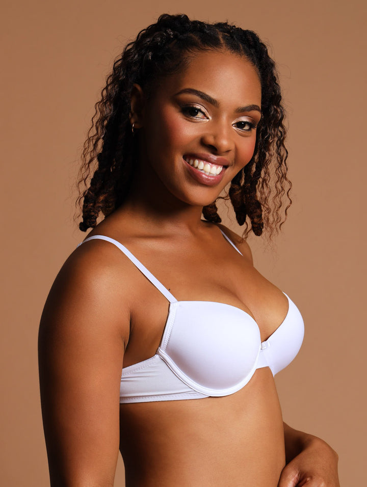 Ladies 2 Pack T-Shirt Bra - White/Beige