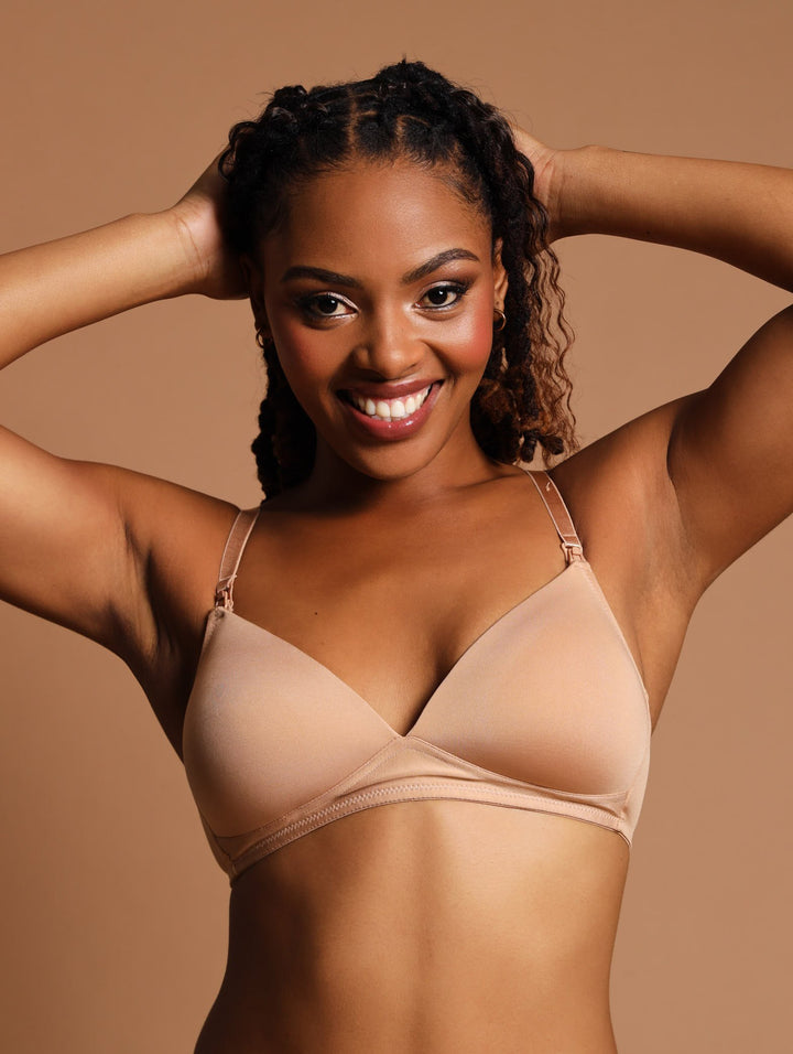 2 Pack Soft Touch Moulded Wire Free Bra - White/Beige