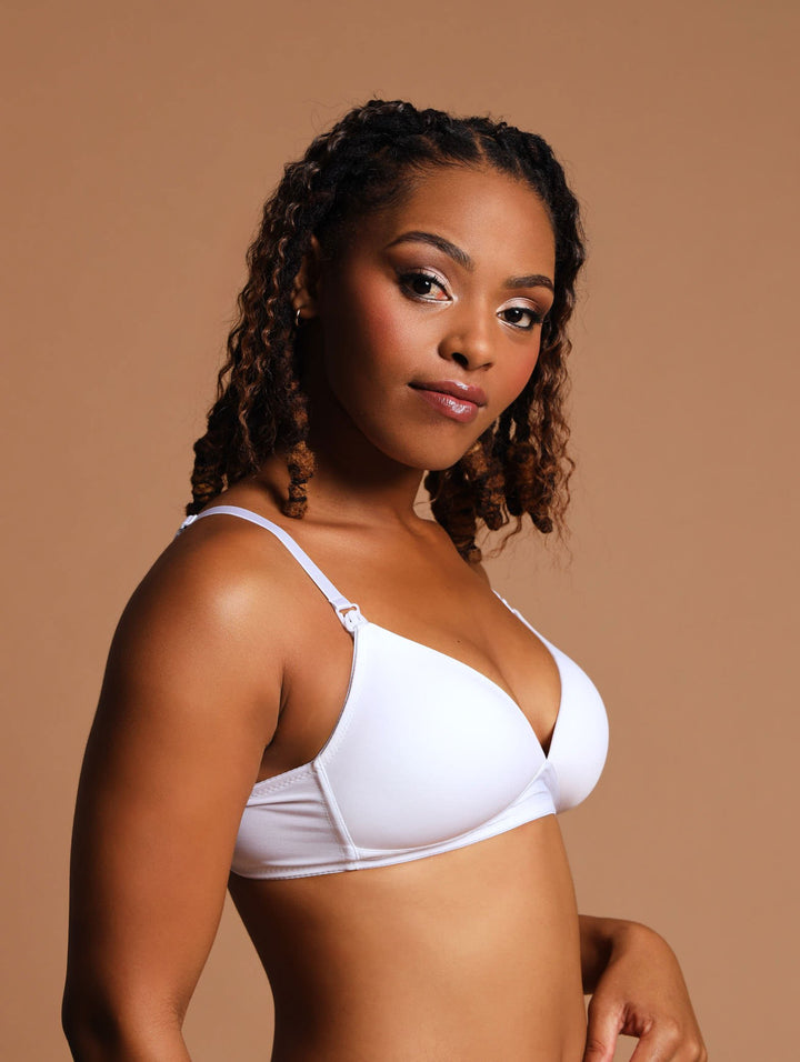 2 Pack Soft Touch Moulded Wire Free Bra - White/Beige