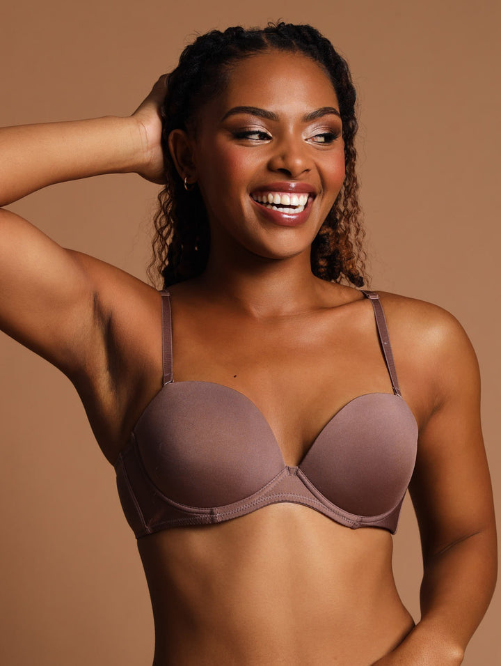 2 Pack Low Plunge Multiway Bra - Mocha/Black