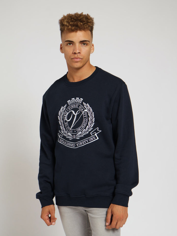 Ville De Paris Embossed Crew Fleece Sweatshirt - Navy