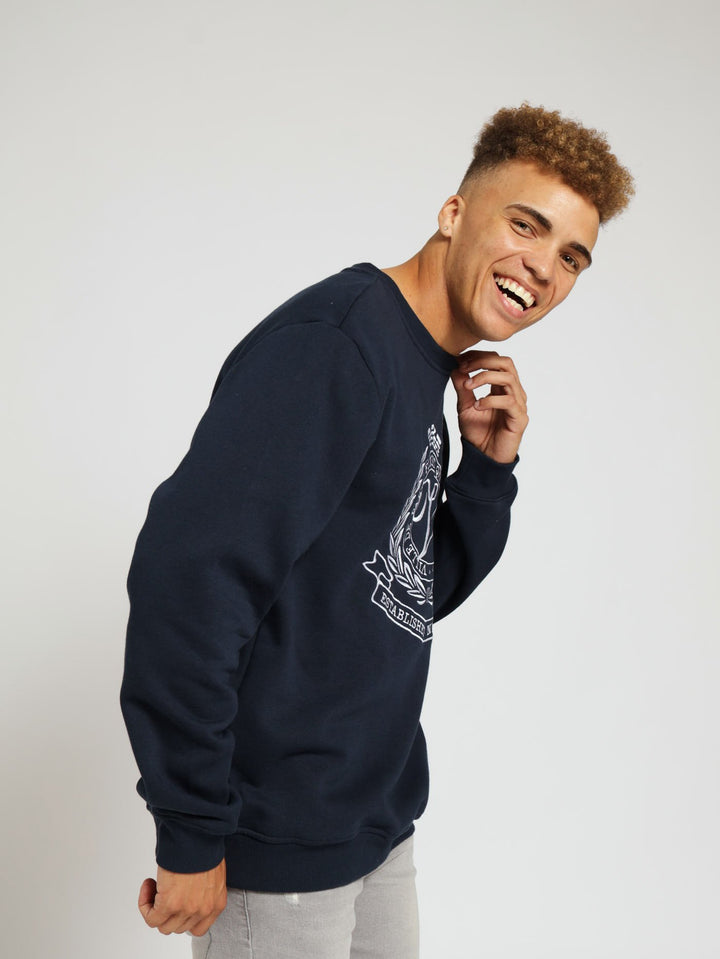 Ville De Paris Embossed Crew Fleece Sweatshirt - Navy