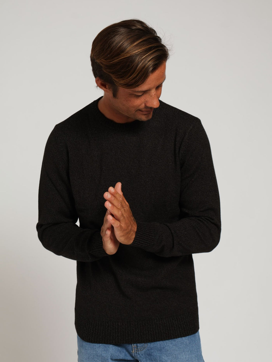 Basic Crew Neck Top - Charcoal