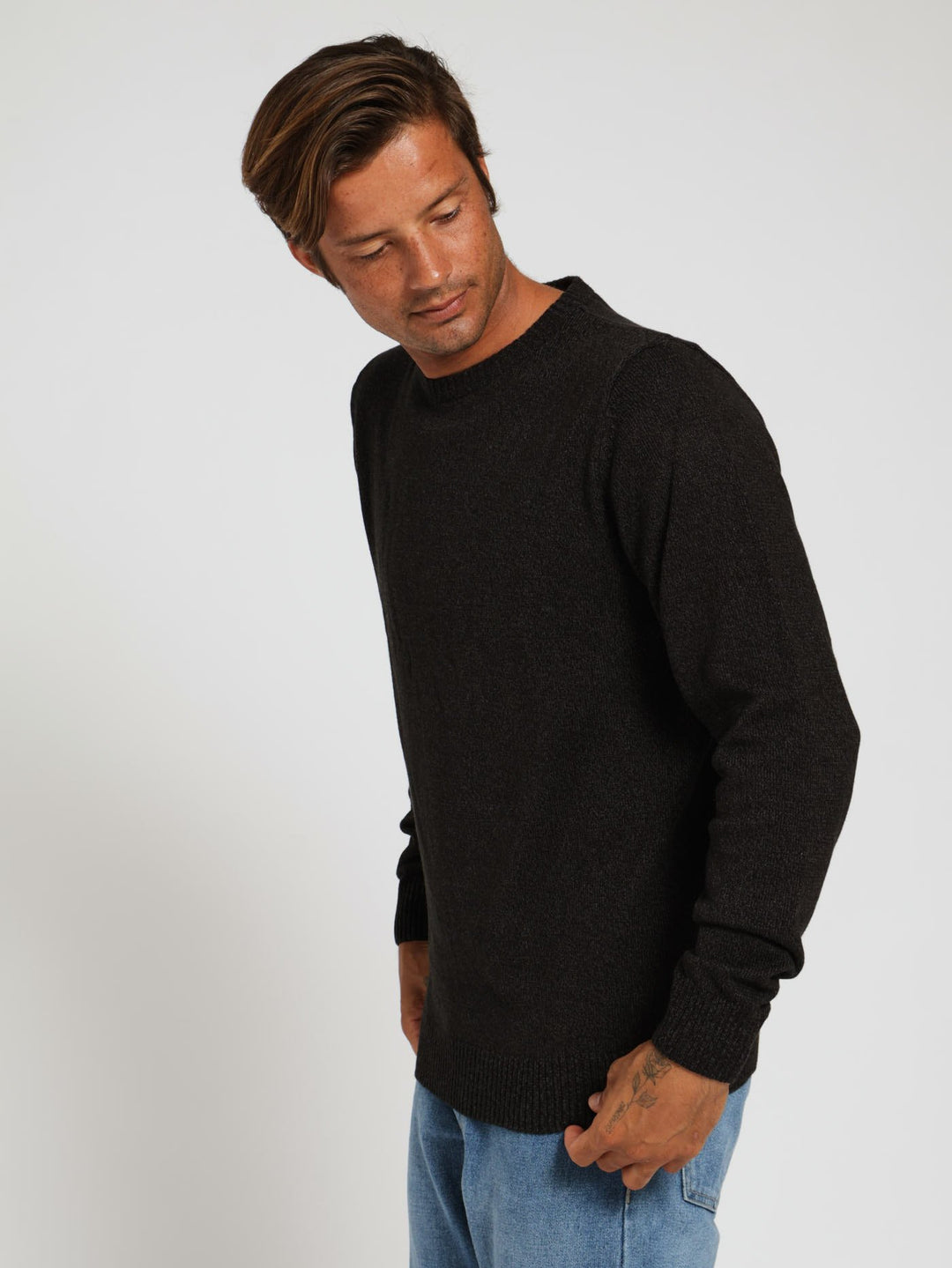 Basic Crew Neck Top - Charcoal