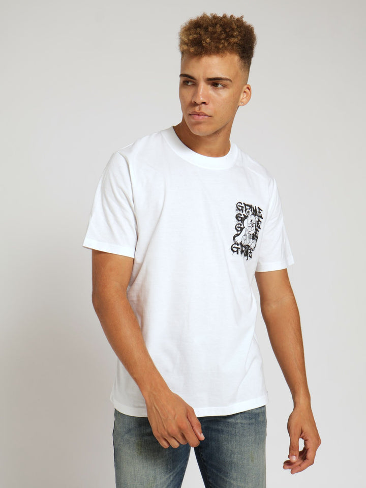 Crime Teddy Front & Back Print Tee - White