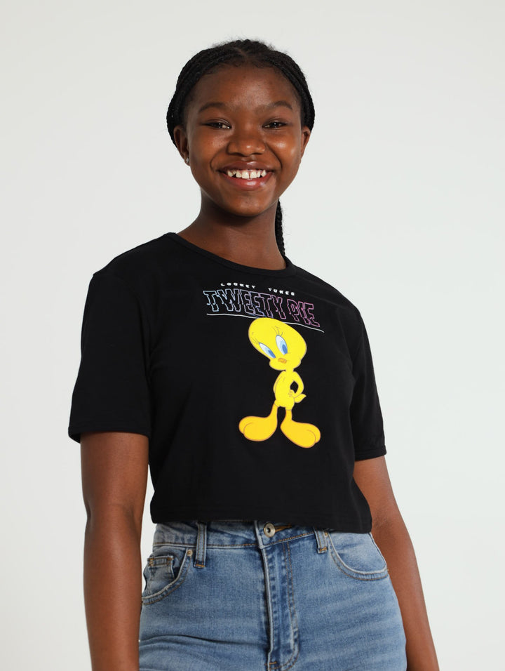 Girls Tweety Pie Tee - Black