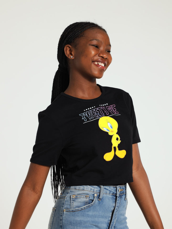 Girls Tweety Pie Tee - Black