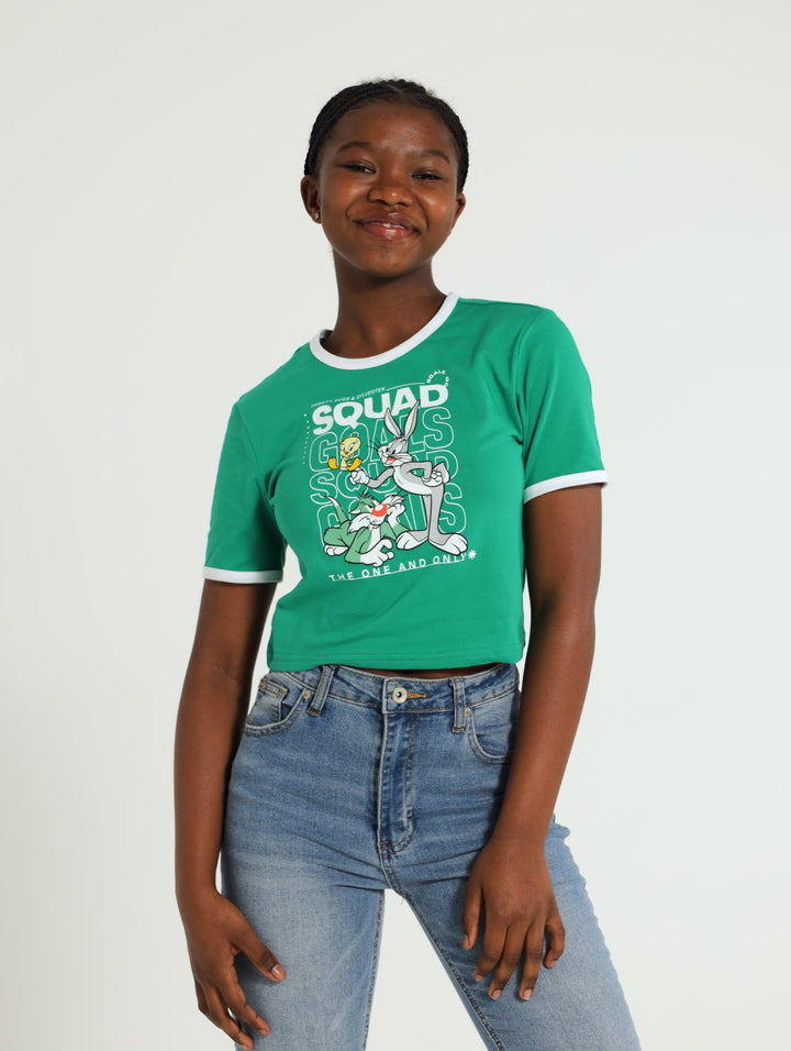 Girls Tweety Squad Tee - Green