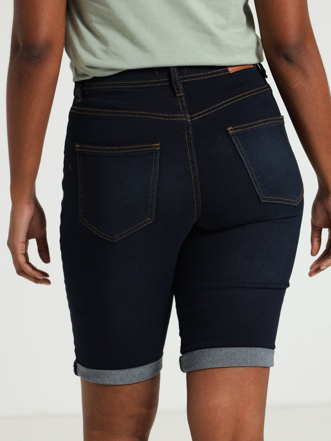 Turn Up Hem Shorts - Dark Wash Ink