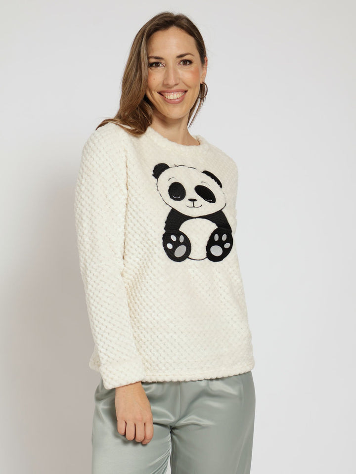 Long Sleeve Fluffy Pullover - Cream