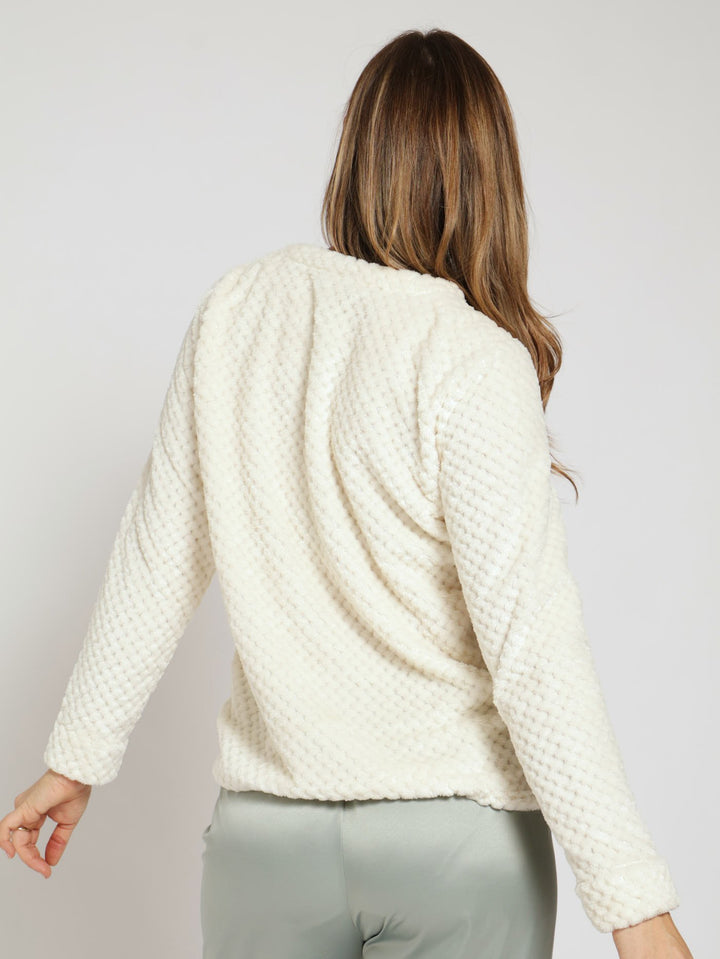 Long Sleeve Fluffy Pullover - Cream