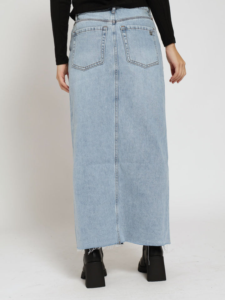 Sarah Denim Maxi Skirt - Medium Wash