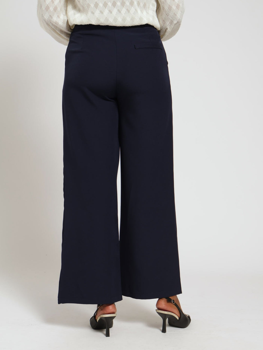 Pleated Wide Leg Formal Pants - Navy