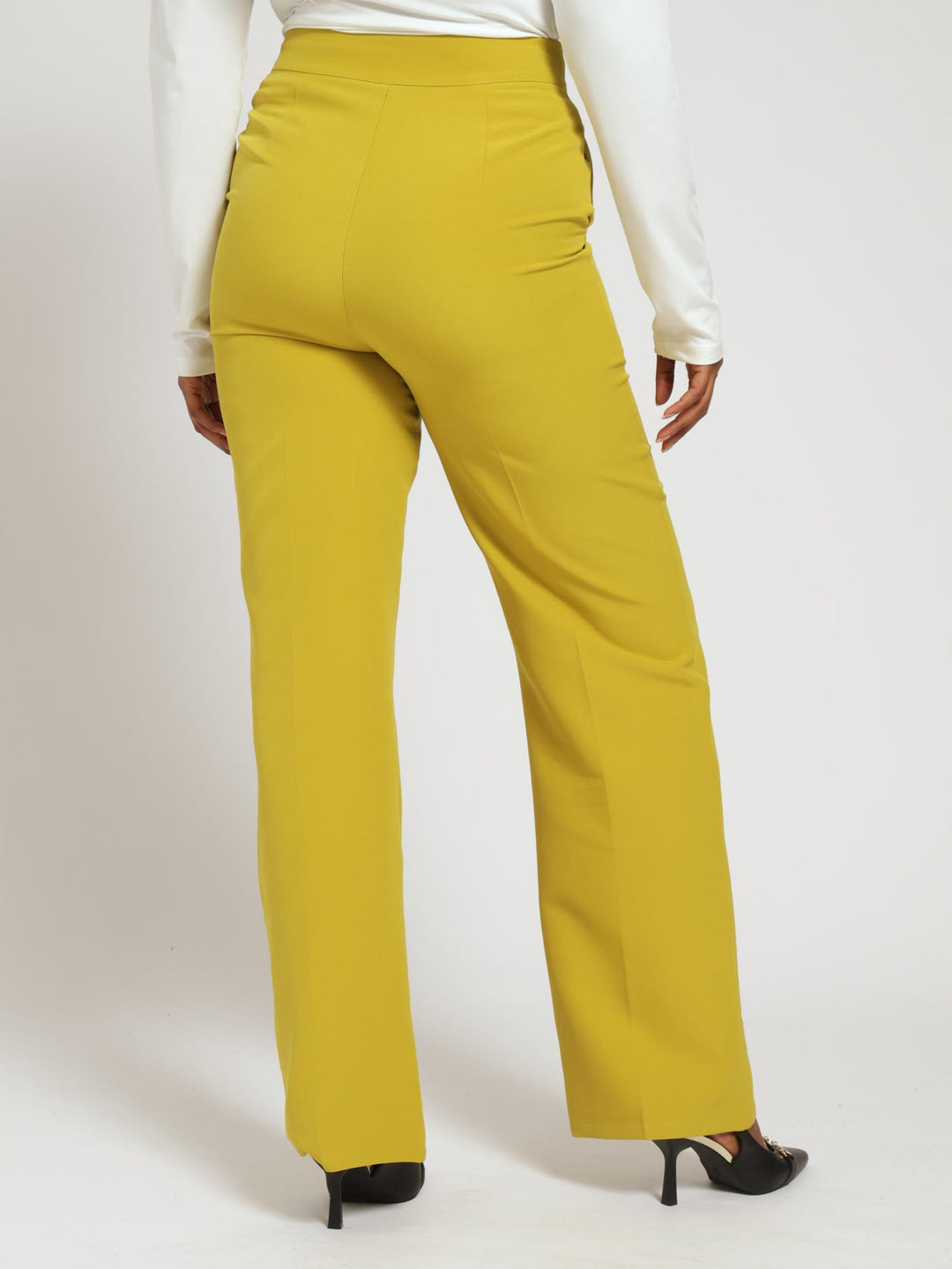 Pintuck Straight Leg Pants - Mustard