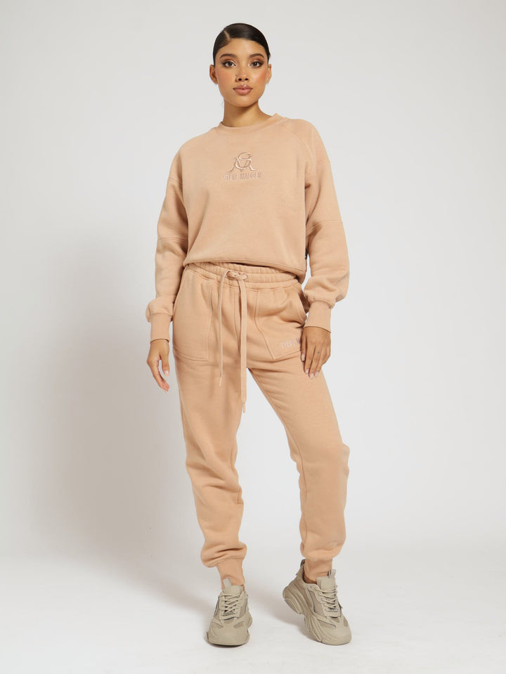 Lucy Fleece Jogger With Patch Pockets - Fawn