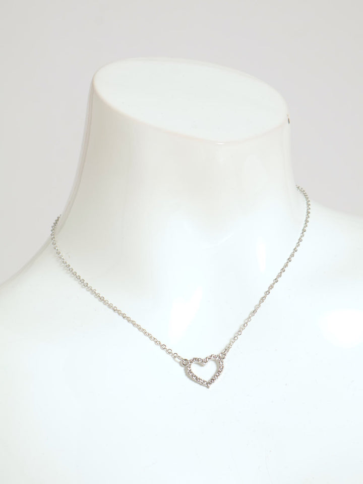 Dainty Heart Pendant Necklace - Silver