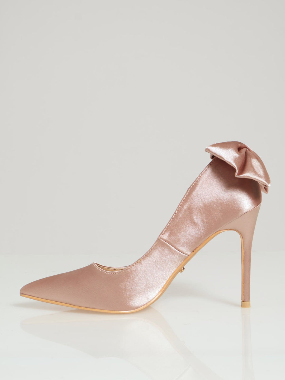 Lola Satin Bow Stiletto Heel - Taupe