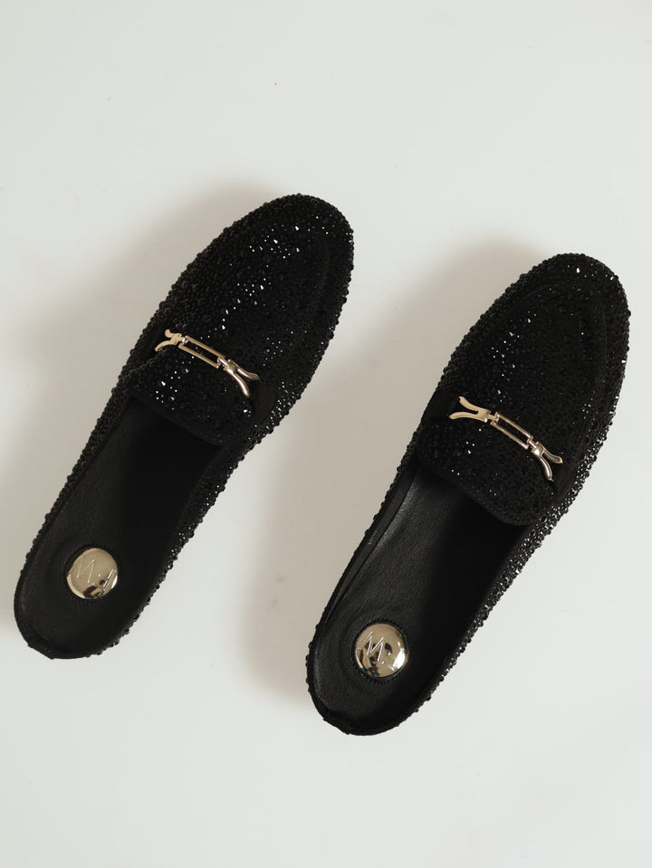 Slip On Diamante Mule - Black