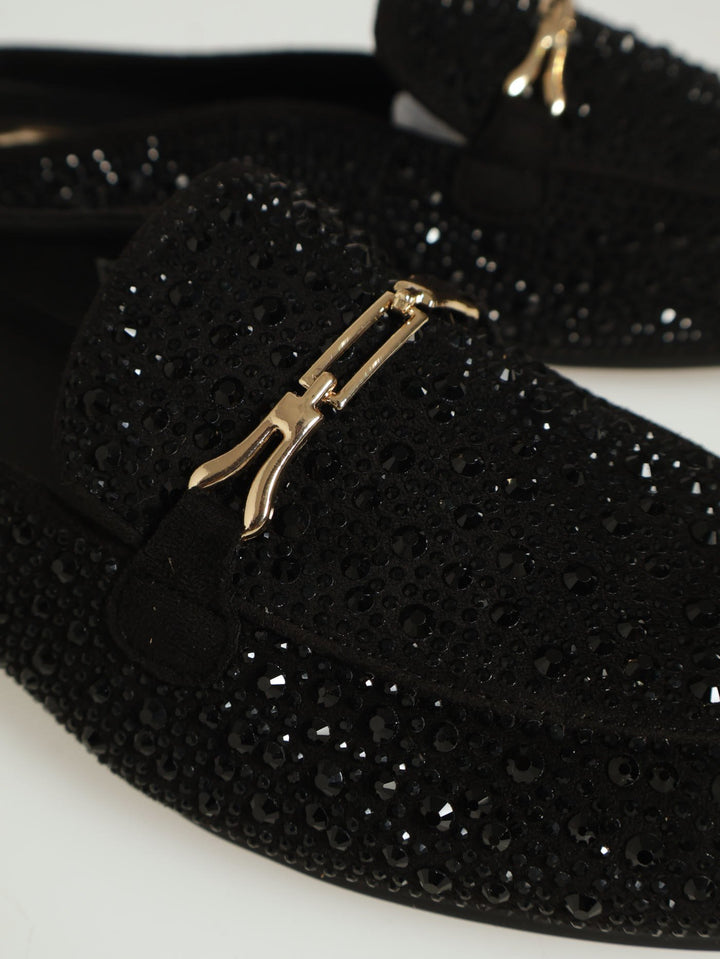 Slip On Diamante Mule - Black