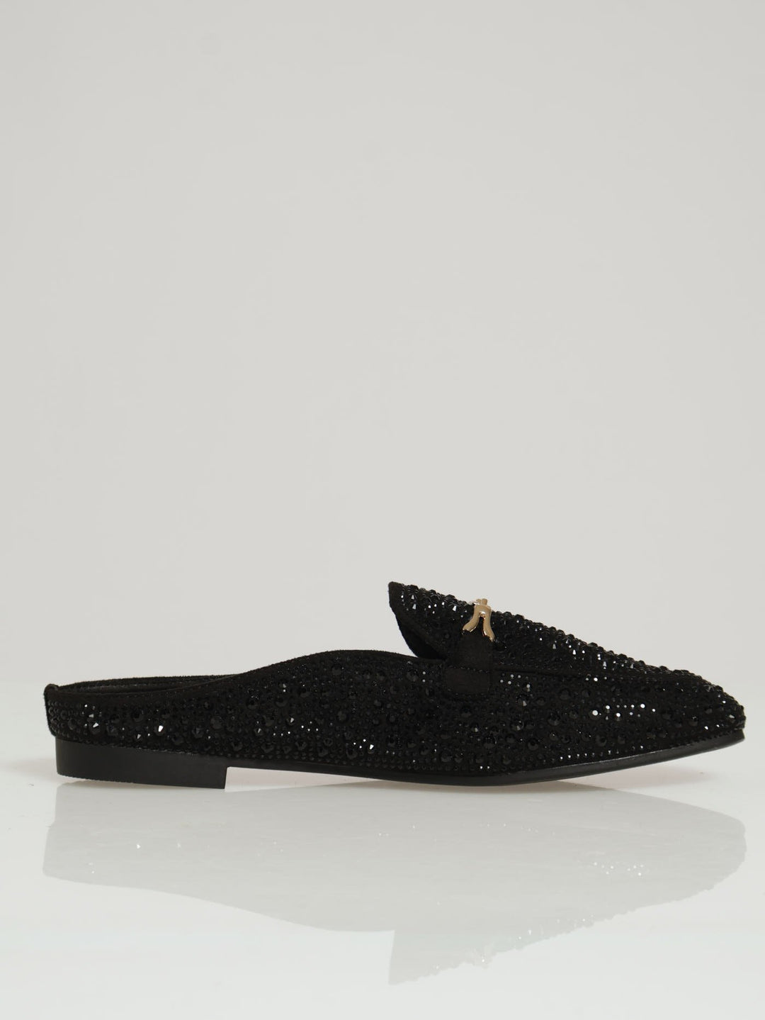 Slip On Diamante Mule - Black