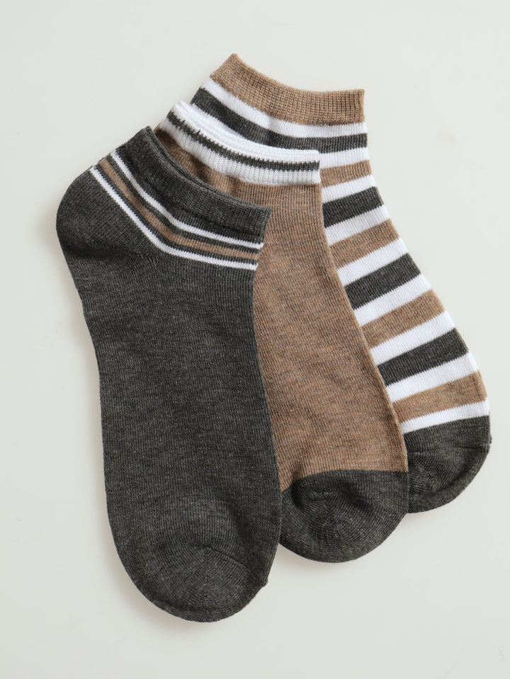 3 Pack Fashion Lowcut Socks - Grey /Natural