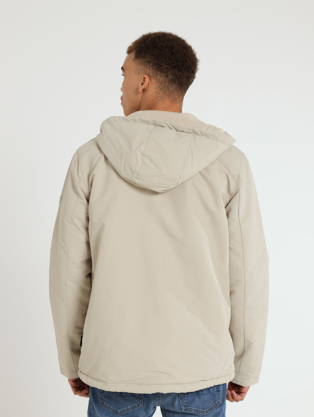 Zip Through Hooded Jacket - Stone