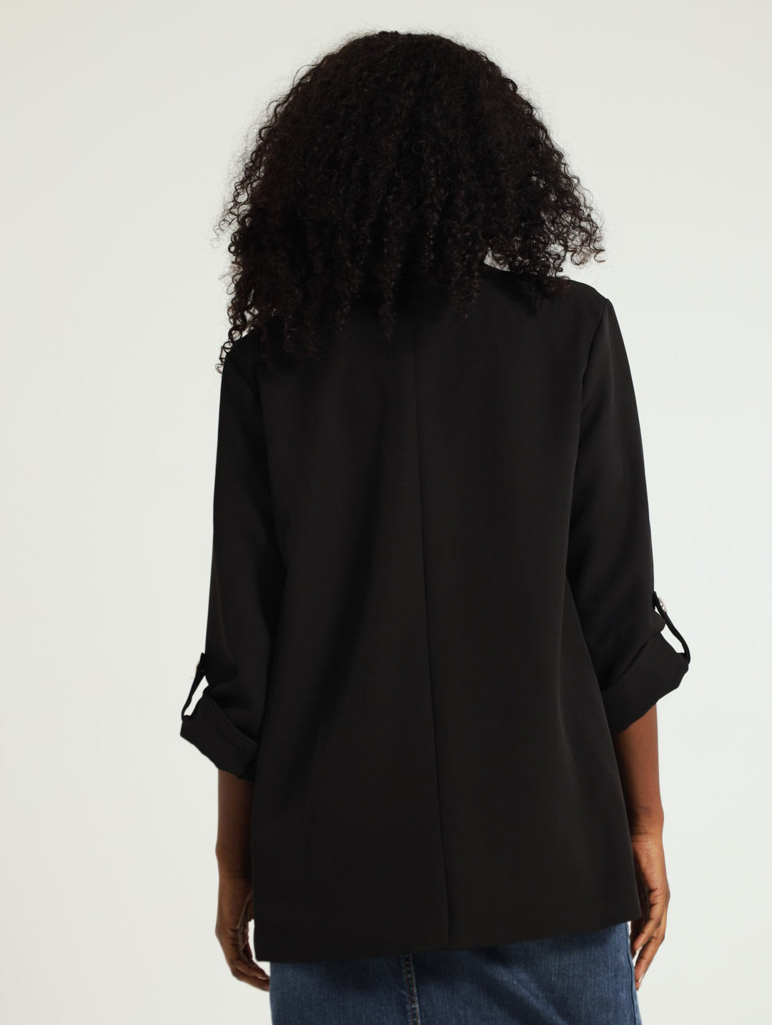 Turn Up Tab Blazer - Black