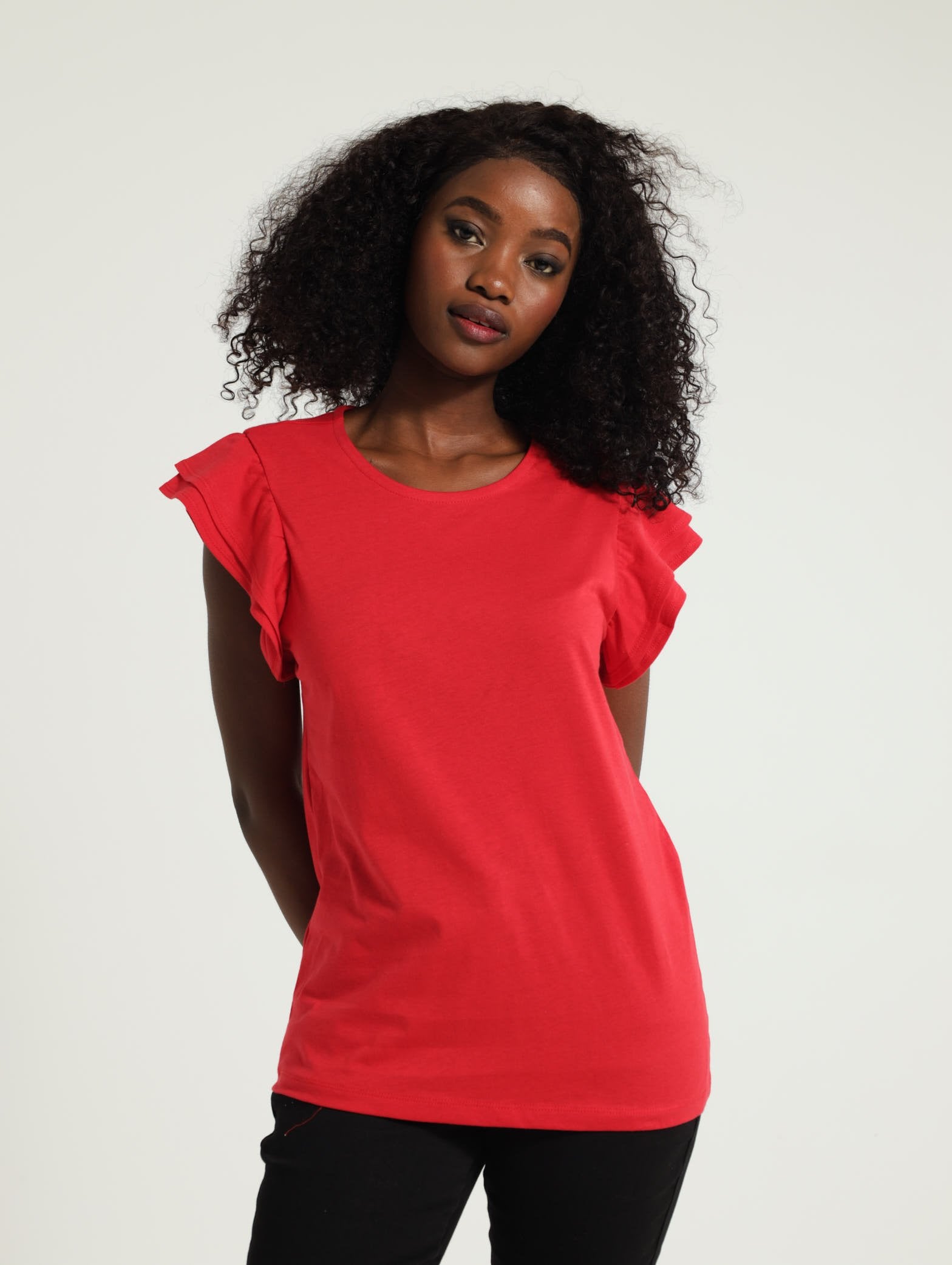 Double Frill Sleeve Tee - Red – Edgars