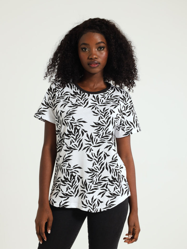 Cotton Crew Tee - White/Black