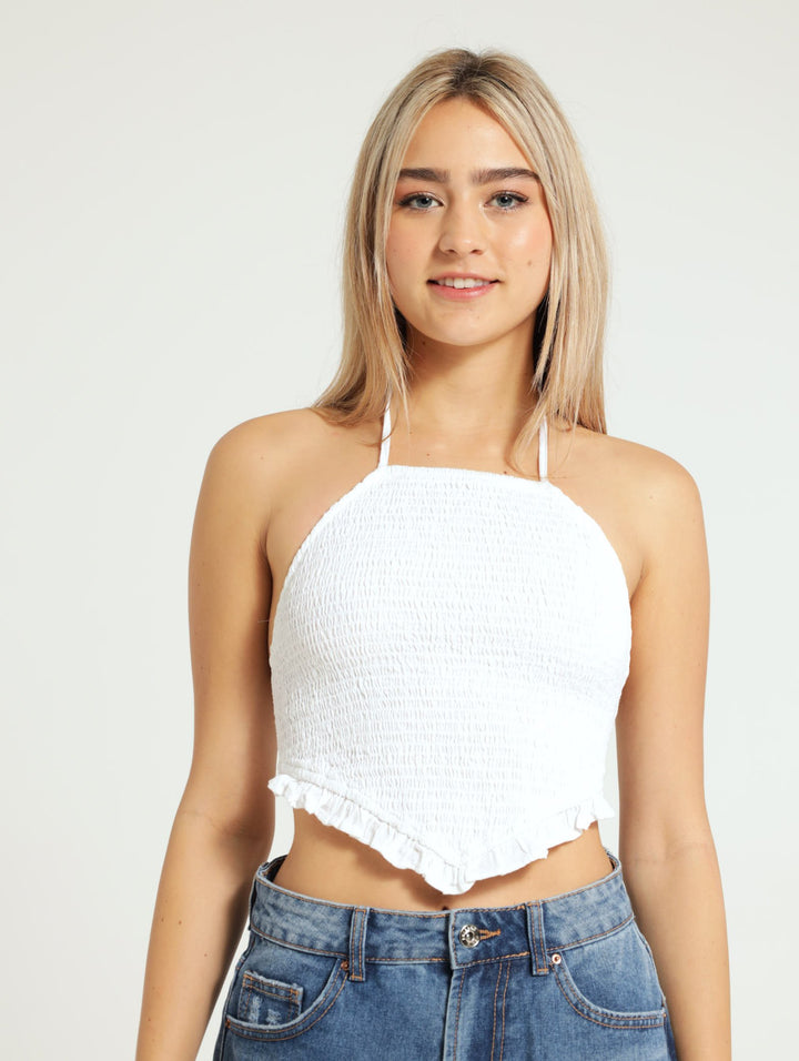 Smock Hanky Top - White