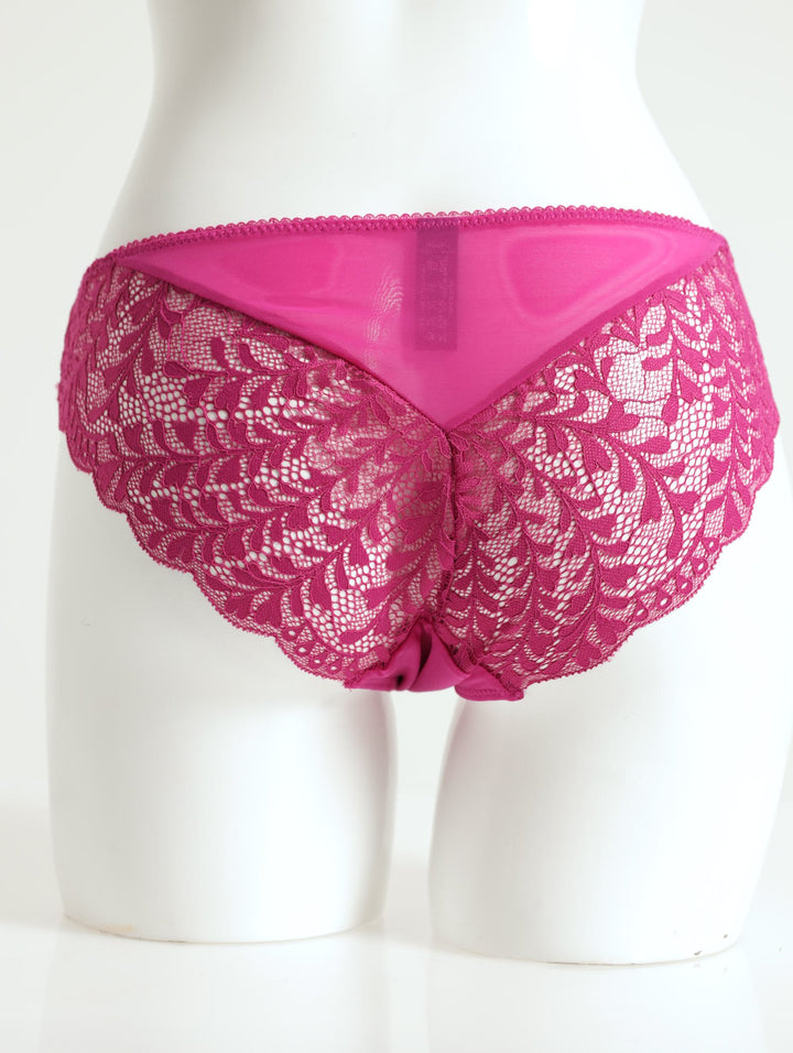 Mesh/Lace Bikini Panty - Fuschia