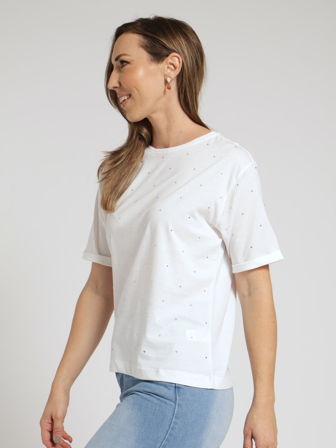 Tee With Diamante Detail - White