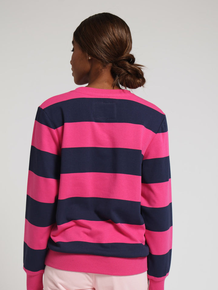 Embroidered Sweater Unbrushed Fleece Top - Fuchsia